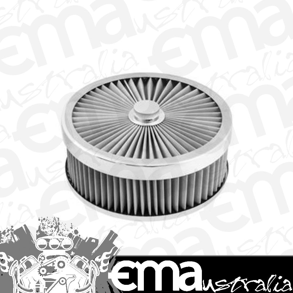 Proflow PFEAF-230076S Air Filter Assembly Flow Top Round Stainless Steel 9" x 3" suit 5-1/8" Flat Base
