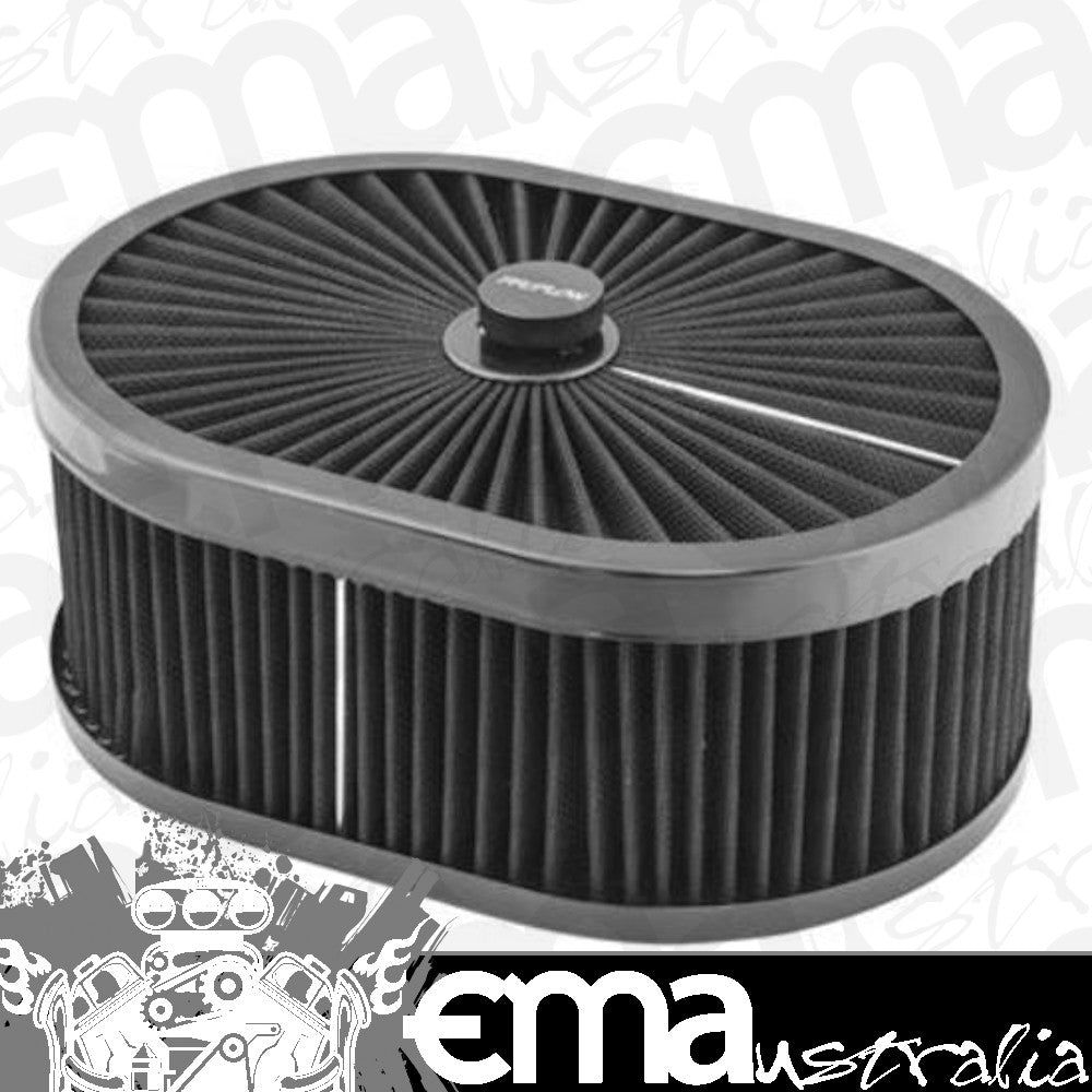 Proflow PFEAF-300127B Air Filter Assembly Flow Top Oval Black 12" x 9" x 5" suit 5-1/8" Flat Base