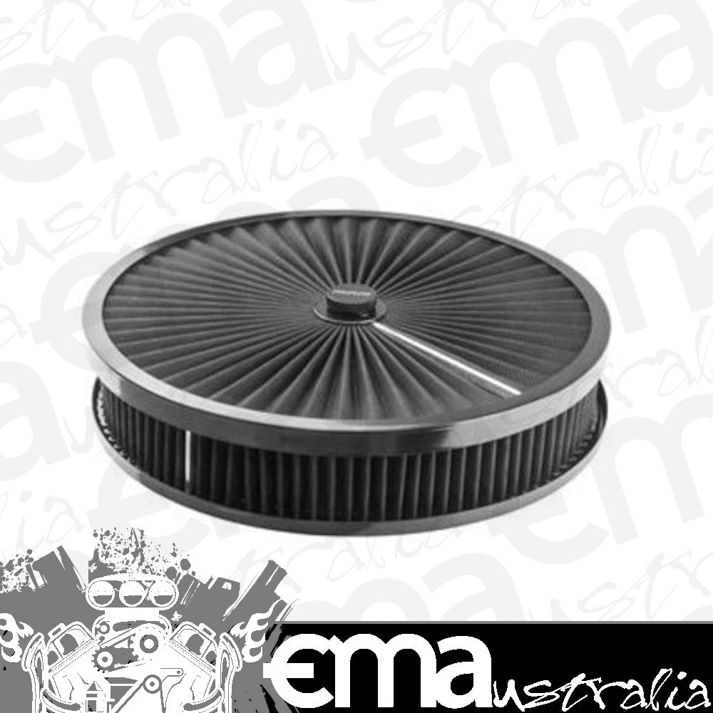 Proflow PFEAF-350051B Air Filter Assembly Flow Top Round Black 14" x 2" suit 5-1/8" Neck Recessed Base