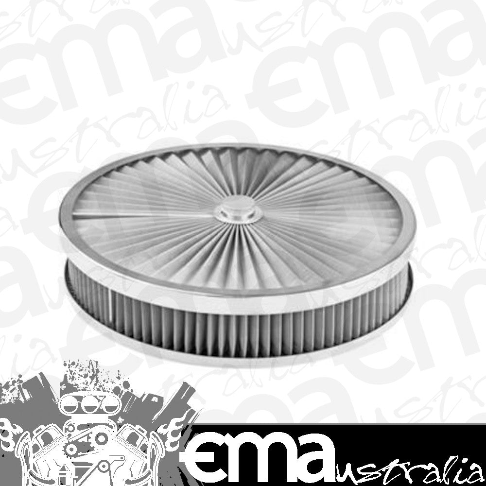 Proflow PFEAF-350051S Air Filter Assembly Flow Top Round Stainless Steel 14" x 2" suit 5-1/8" Neck Recessed Base