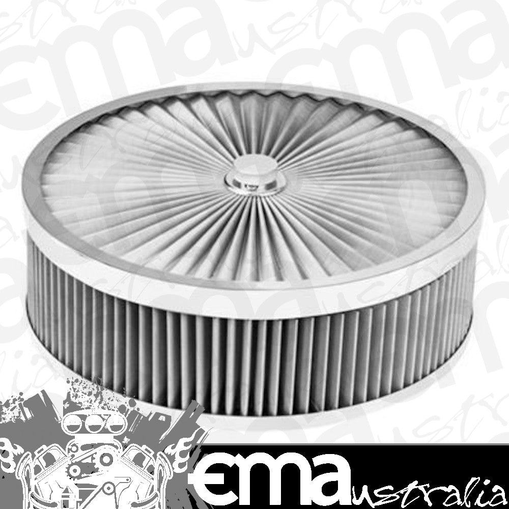 Proflow PFEAF-350102S Air Filter Assembly Flow Top Round Stainless Steel 14" x 4" suit 5-1/8" Neck Recessed Base