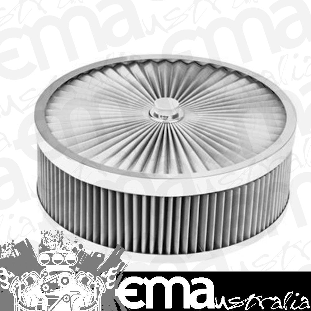 Proflow PFEAF-350127S Air Filter Assembly Flow Top Round Stainless Steel 14" x 5" suit 5-1/8" Neck Recessed Base