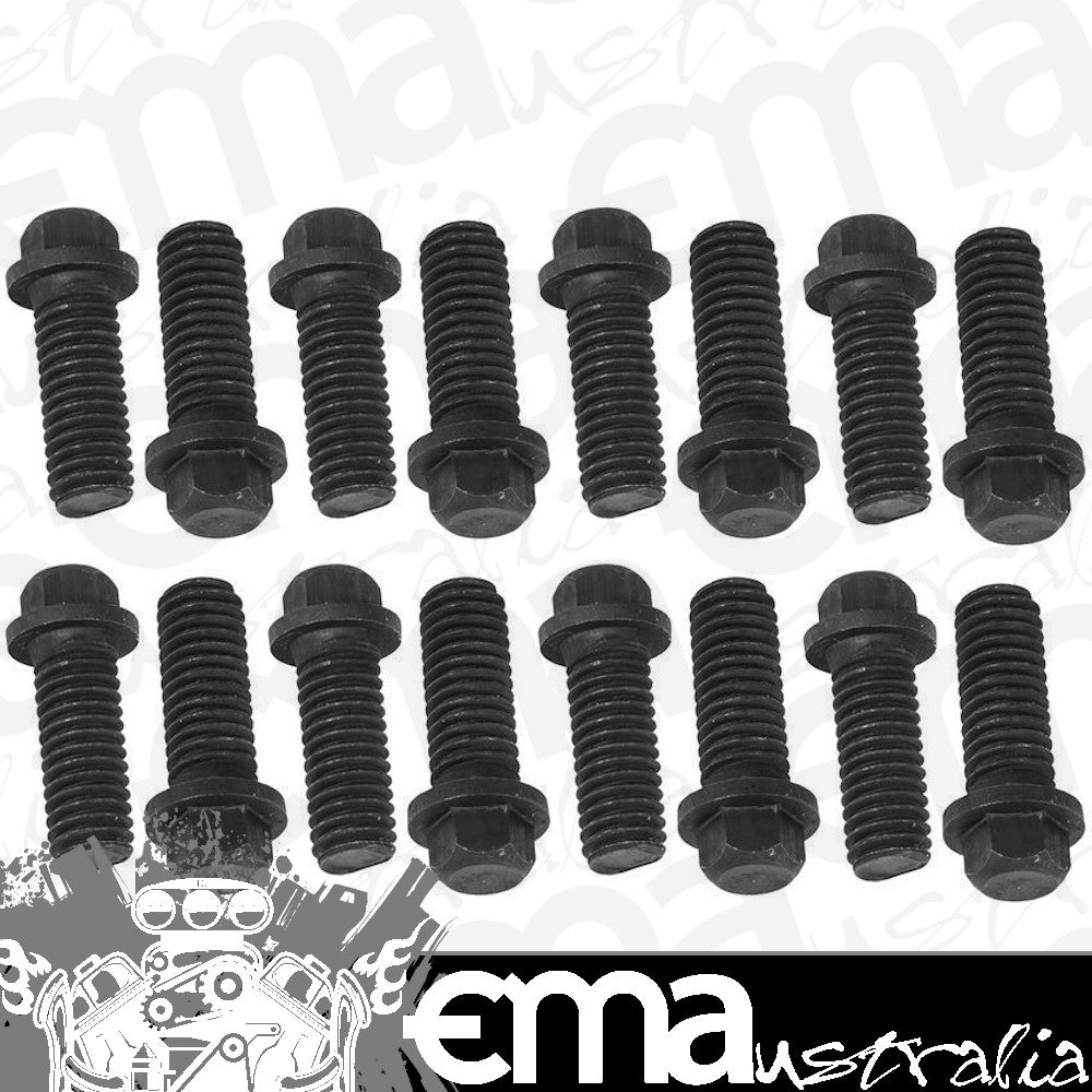 Proflow PFEEHBBK Header Bolts Hex Head 3/8 " Custom Black Oxide For Chevrolet For Ford Set of 16