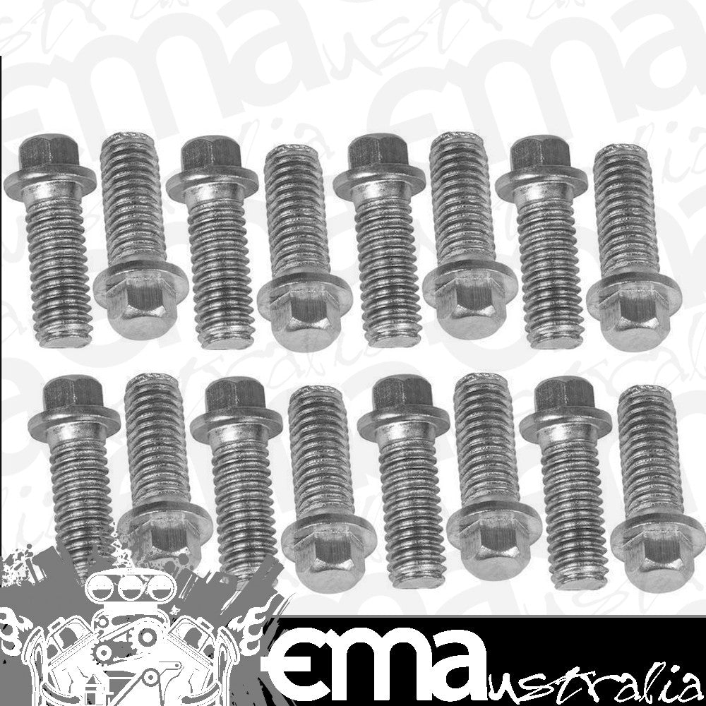 Proflow PFEEHBST Header Bolts Hex Head 3/8 " Custom Stainless Steel For Chevrolet For Ford Set of 16