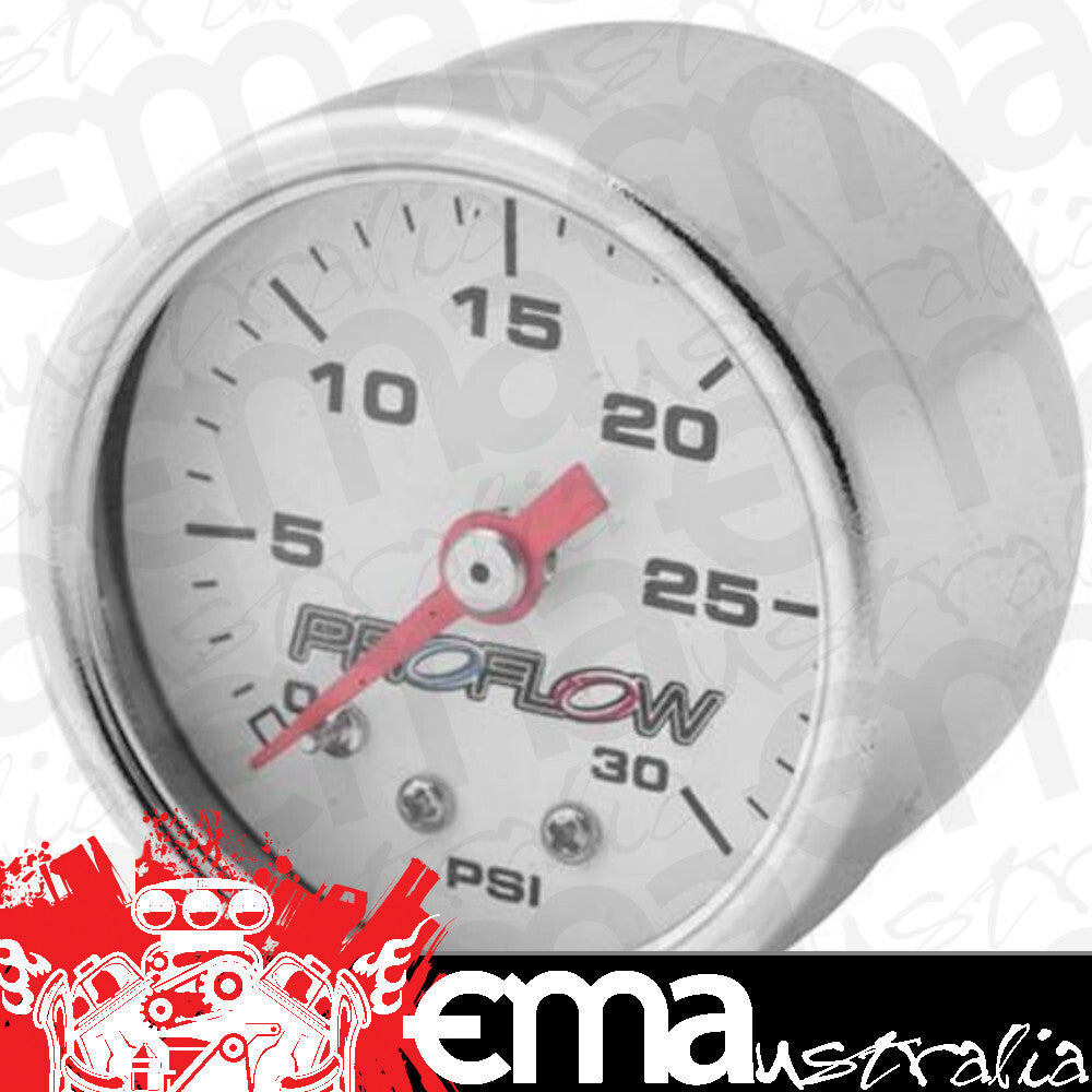 Proflow PFEFG030 Fuel Pressure Gauge 0-30PSI Stainless body/White Face