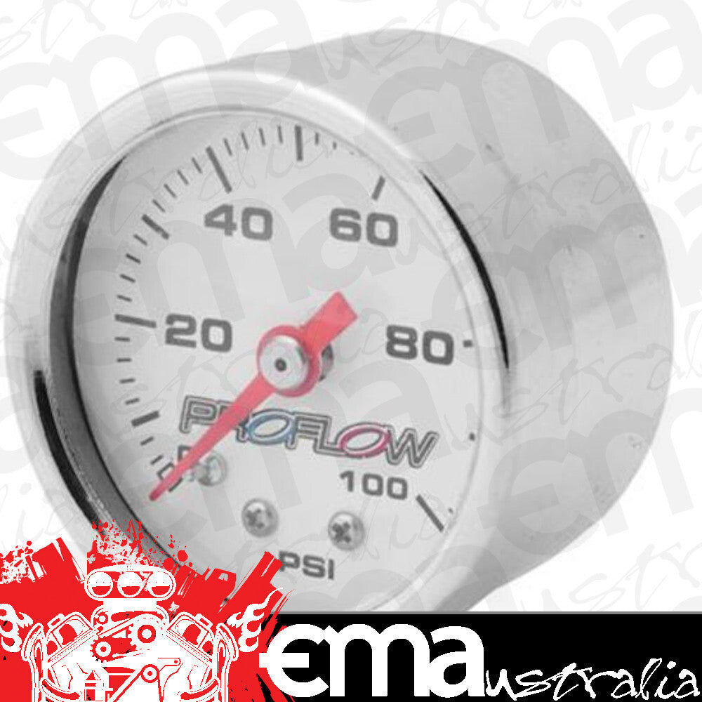 Proflow PFEFG100 Fuel Pressure Gauge 0-100PSI Stainless body/White Face
