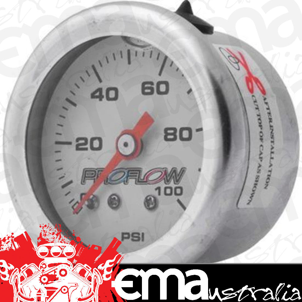 Proflow PFEFG100LF Fuel Pressure Liquid Filled Gauge 0-100SI Stainless Body/White Face
