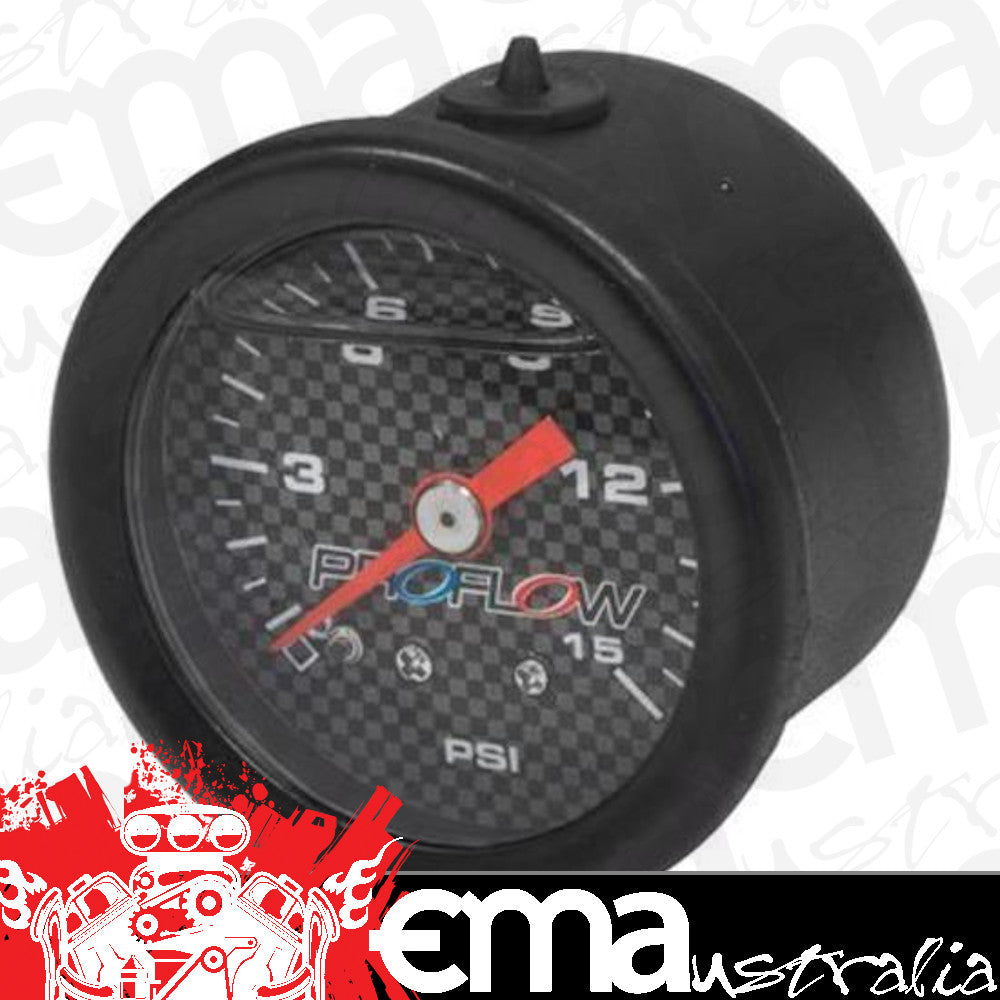Proflow PFEFG15LFBK Fuel Pressure Gauge 0-15PSI Black Liquid Filled