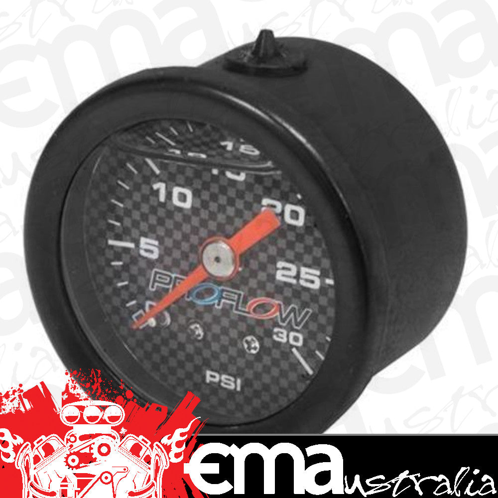 Proflow PFEFG30LFBK Fuel Pressure Gauge 0-30PSI Black Liquid Filled