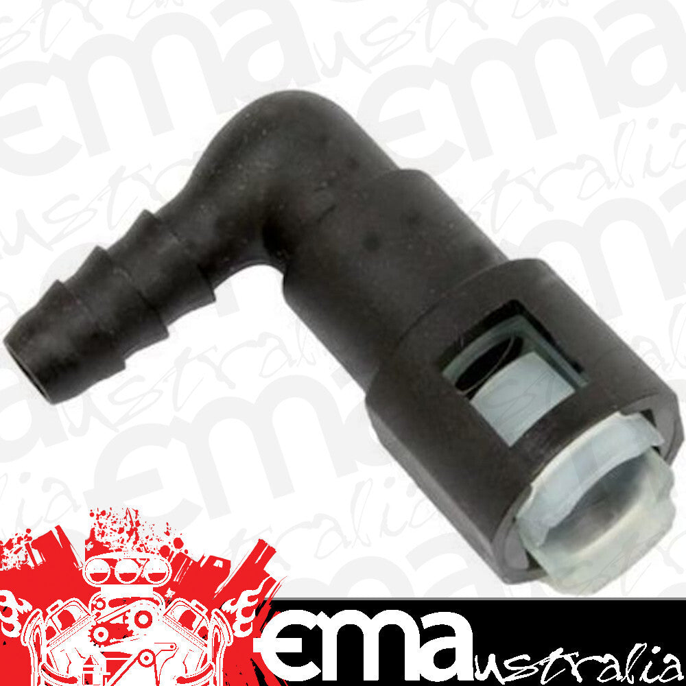 Proflow PFEFLQR081 Fuel Line Connectors Nylon 5/16" Female QR 90 Degree to 5/16" (8mm) Barb Each