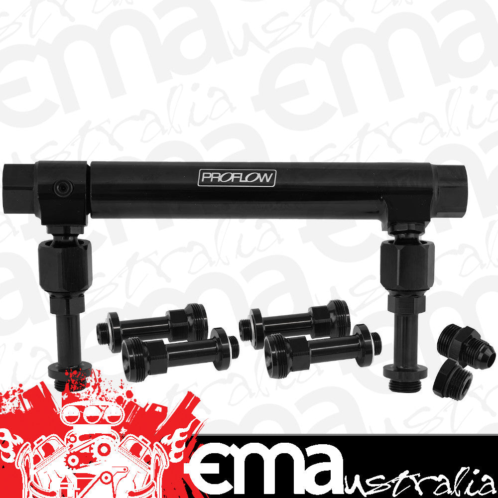 Holley 4150, 4500 model carburetors.Inlet Attachmen Male threads Fuel Log Billet Aluminium Black Adjustable -10 AN Inlet 7/8-20 Outlets Proflow PFEFS14201