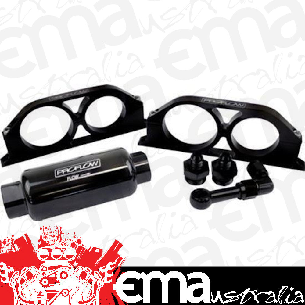 Proflow PFEFS305B Billet Bracket Kit with Fuel Filter AN10 Black & -06AN Adaptors