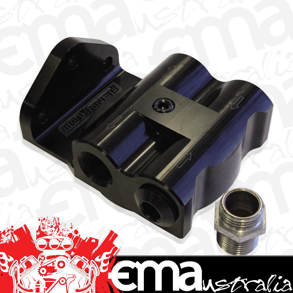 Aeroflow AF64-2061 Billet Oil Filter Remote Mountblack -8 ORB Female Port S Note