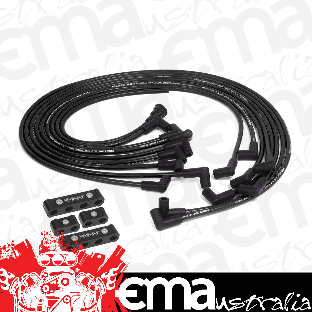 Proflow PFEIGL910BK Spark Plug Pro Lead Wires Set 10mm Black Black Boots 90 Degree Boots Universal V8 with Separator Set