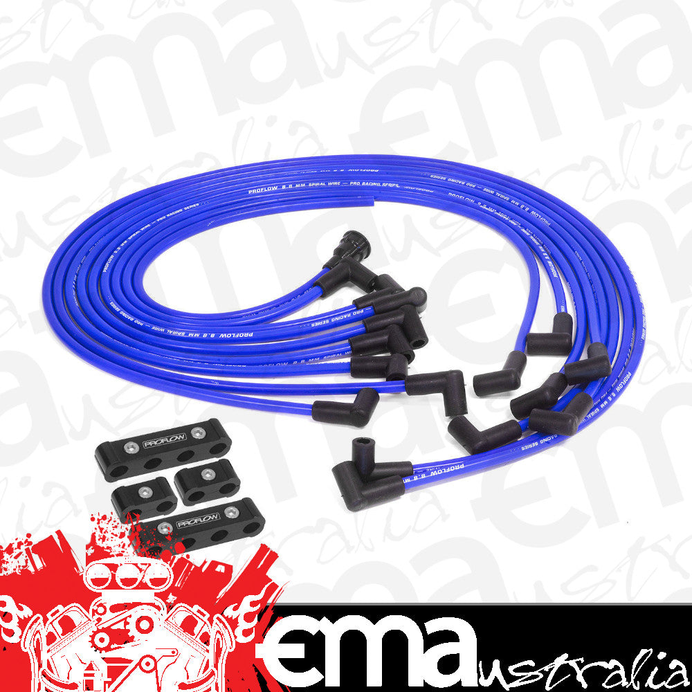 Proflow PFEIGL910BL Spark Plug Pro Lead Wires Set 10mm Blue Black Boots 90 Degree Boots Universal V8 with Separator Set