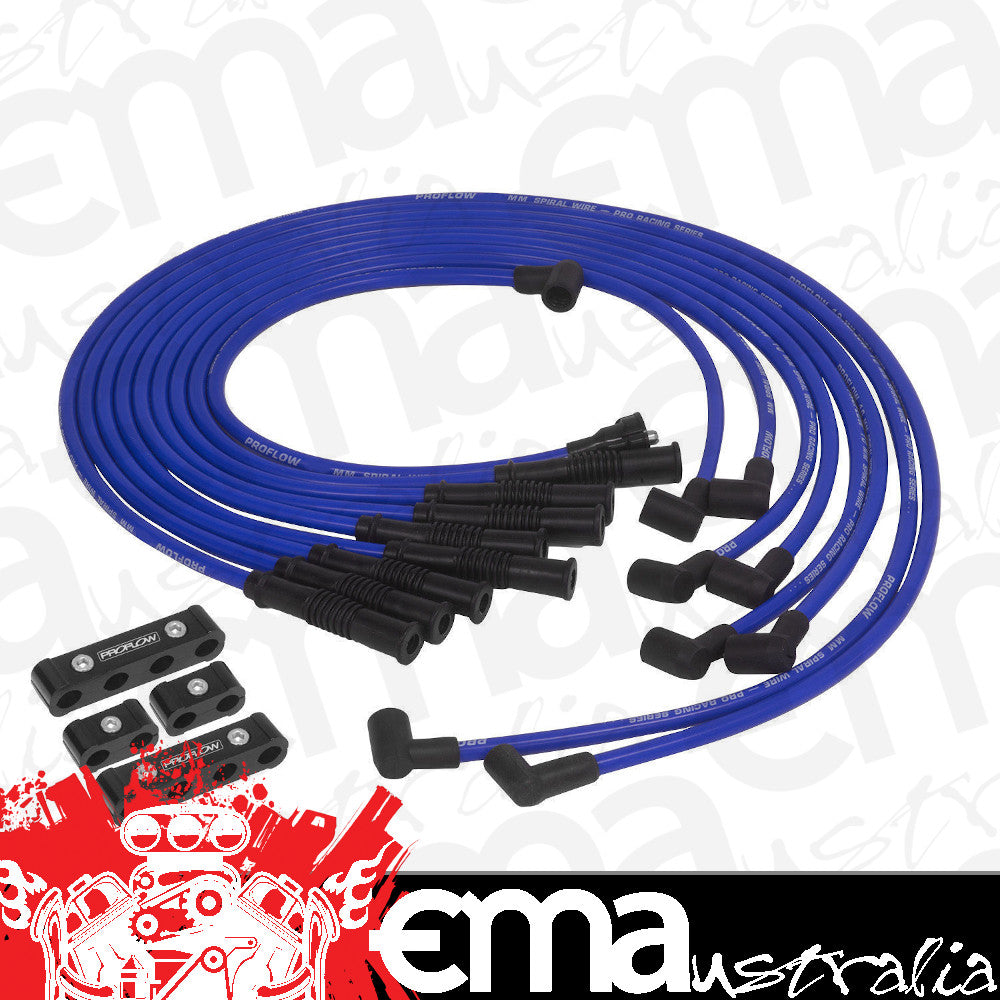 Proflow PFEIGLS10BL Spark Plug Pro Lead Wires Set 10mm Blue Black Boots Straight Boots Universal V8 with Separator Set