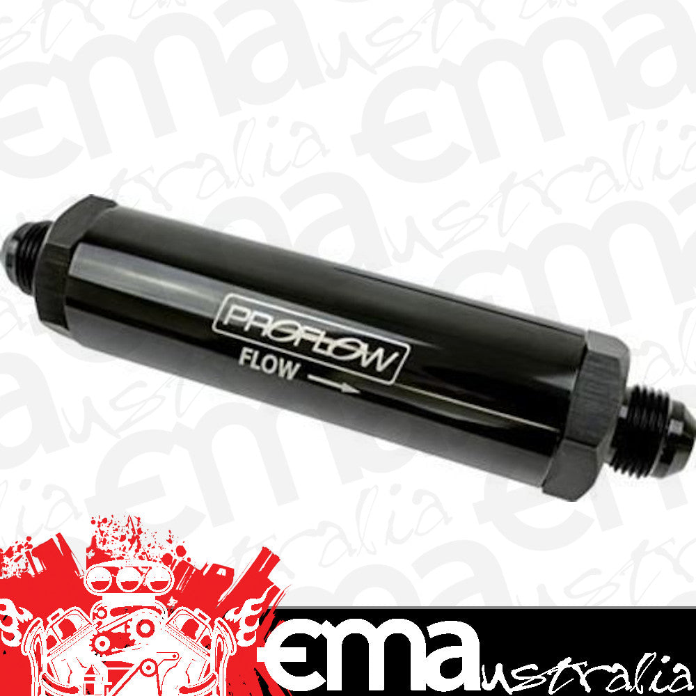 Proflow | PFEOS870 | Oil Filter Billet Aluminium In-Line Black Stainless Element -08AN