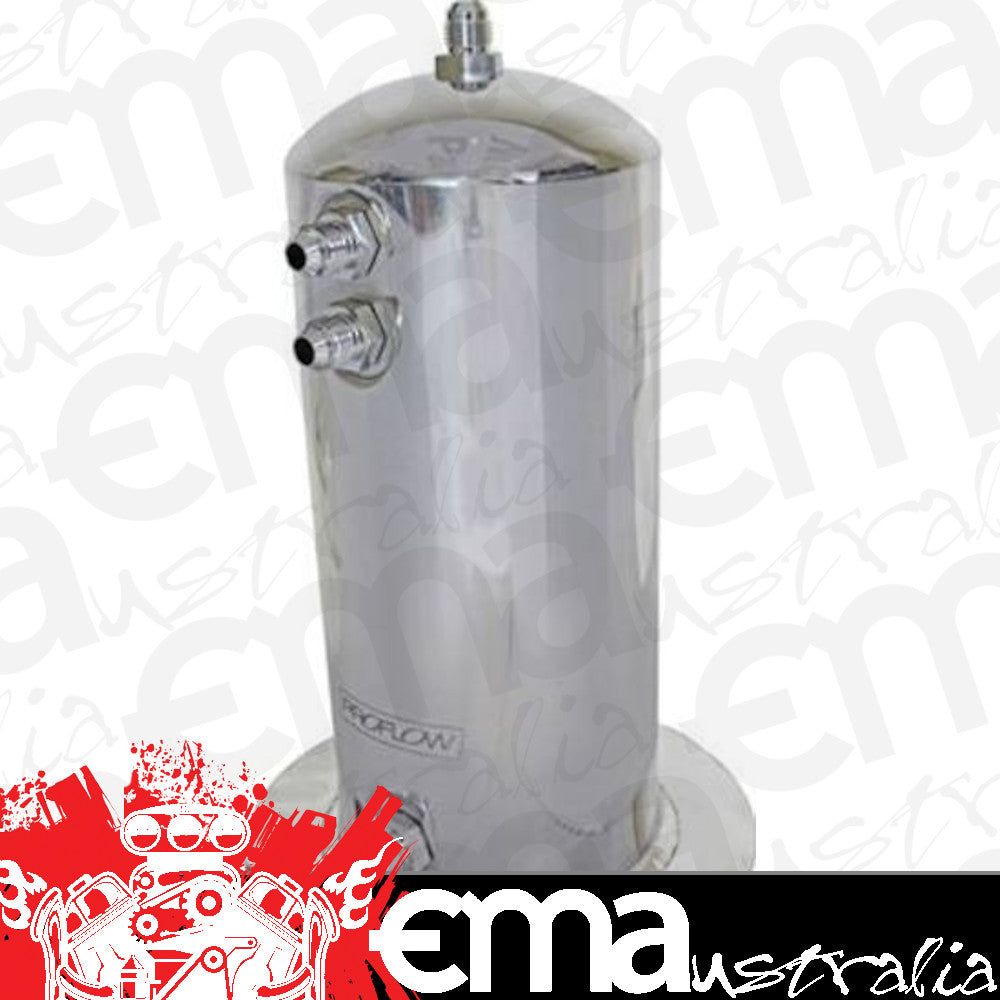 Proflow PFEST3 Fuel Surge Tank Aluminium 254mm x 108mm Round 2.5L AN Fitting Kit Show Polished