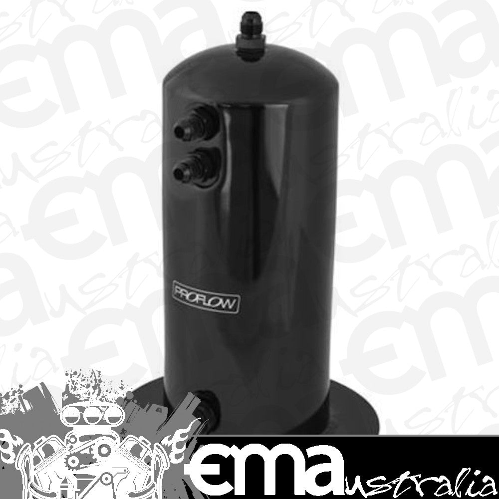 Proflow PFEST3BK Fuel Surge Tank Aluminium 254mm x 108mm Round2.5L AN Fitting Kit Black Powder Coat