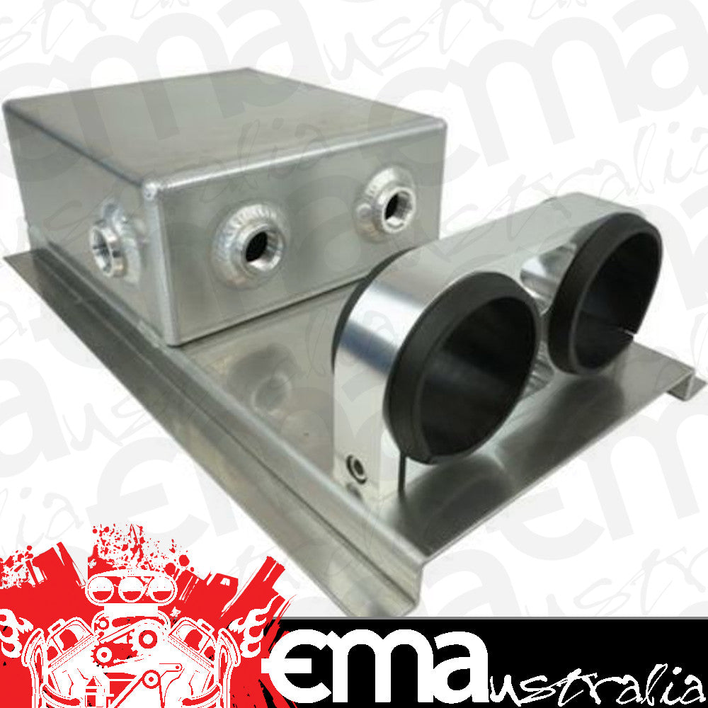Proflow PFEST7 Fuel Surge Tank Fabricated Aluminium Square Slim 044 Pump Mounts 80mm x 200mm x 180mm 2.5L AN Fitting Kit Polished