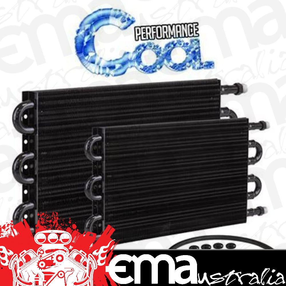 Proflow PFETC514 Transmission Fluid Cooler Tube Fin black powder coated 7.5 " x 15.875 " x 0.75 " 9/16 "-18 Inlet Outlet