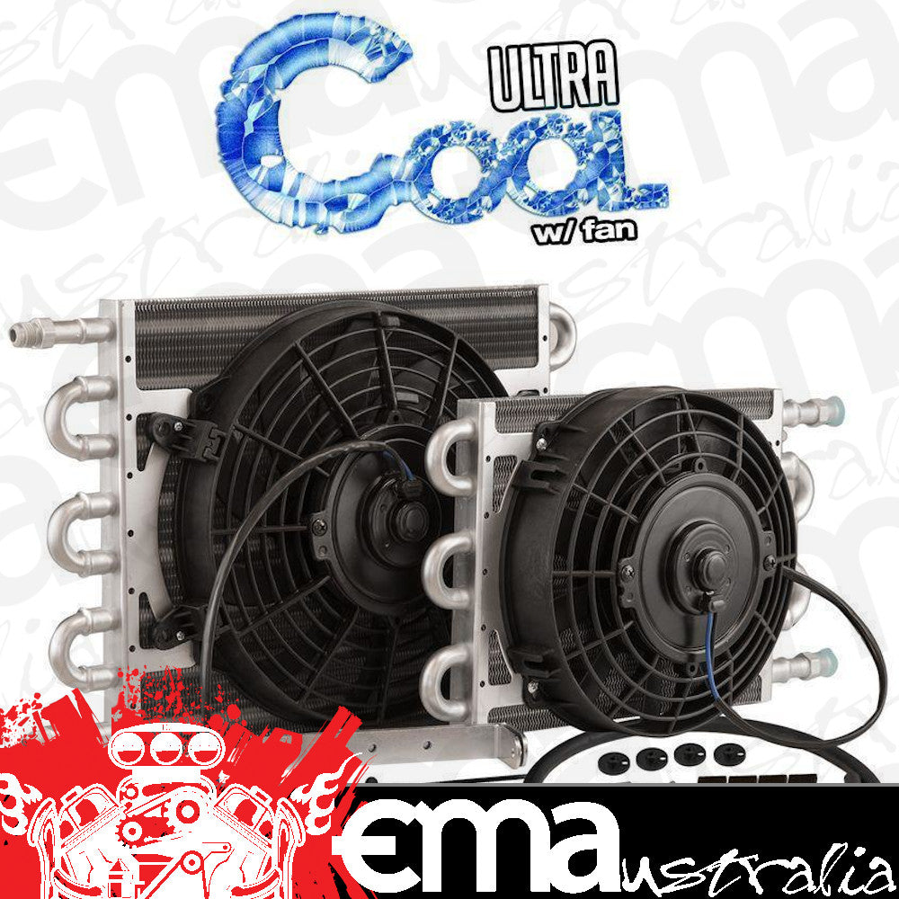 Proflow PFETCF211 Transmission Cooler & Fan Kit Natural 7.5 in x 12.50 in Tube & Fin 10" Fan 350CFM AN6 Inlet Outlet