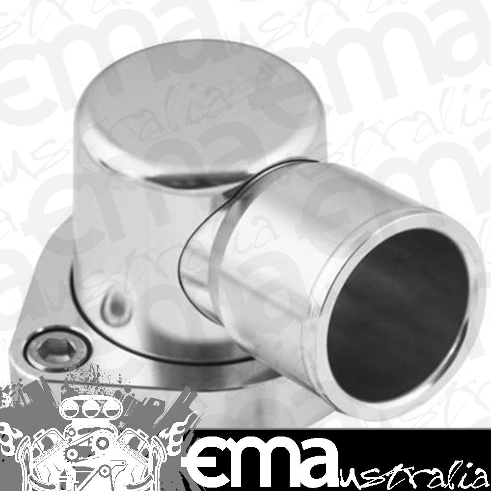 Proflow PFETH-802S Water Neck Billet Aluminium Swivel Silver Anodised 90 Degree SB For Ford 302-351C