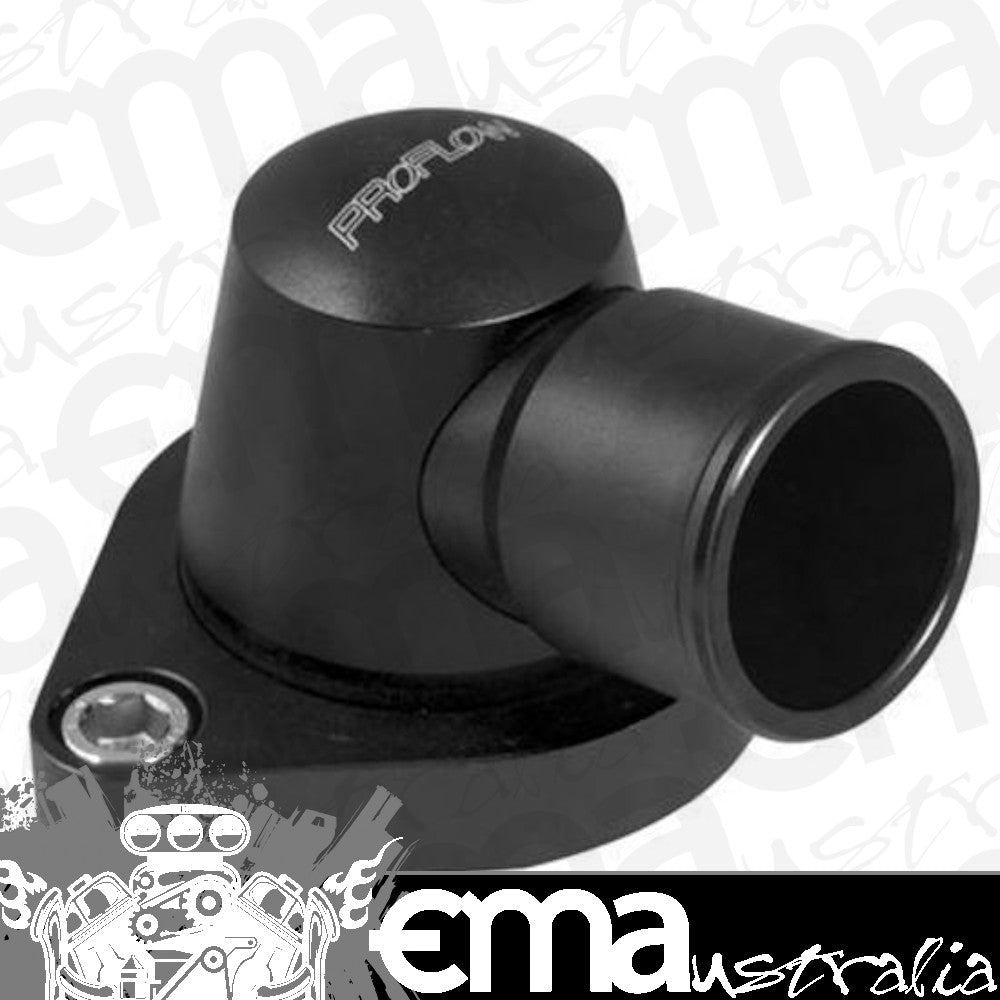 Proflow | PFETH-803BK | Water Neck Billet Aluminium Swivel Black Anodised 90 Degree SB & BB Chev