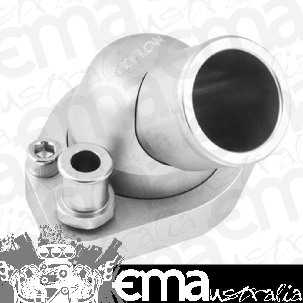 Proflow PFETH-804S Water Neck Billet Aluminium Swivel Silver Anodised 45 Degree SB For Ford 289-351W