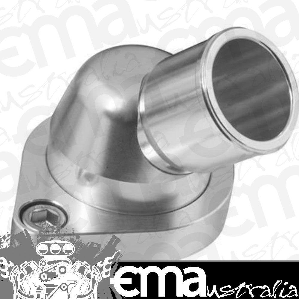 Proflow PFETH-806S Water Neck Billet Aluminium Swivel Silver Anodised 45 Degree SB & BB Chev