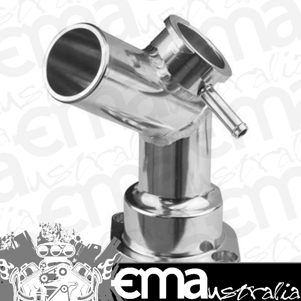 Proflow PFETH-810S Water Neck Billet Aluminium Silver Anodised 45 Degree Swivel For Mazda Series 4 Billet Cap Neck