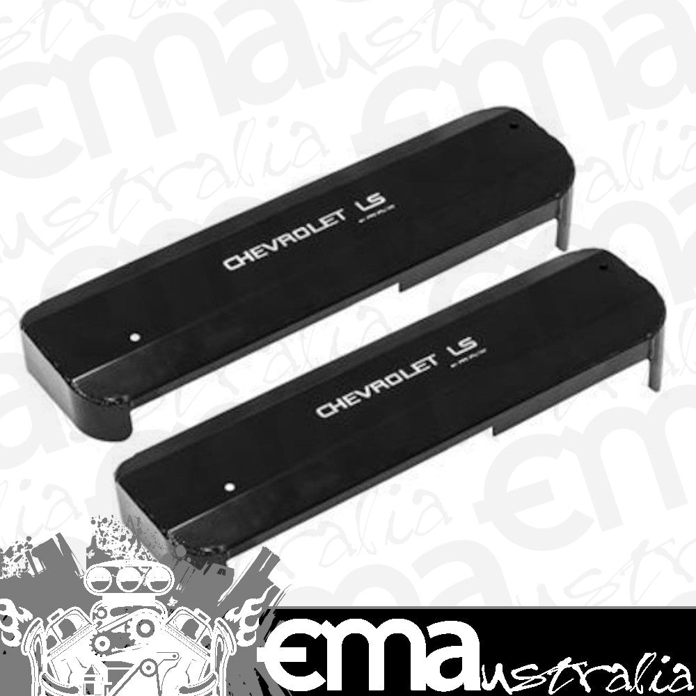 Proflow PFEVC-623 Ignition Coil Covers LS Fabricated Aluminium Black Powder Coated For Chevrolet LS Logo Pair