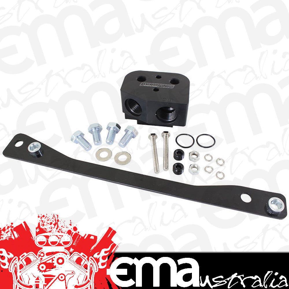 Holden VT-VX-VY & VZ Commodore with LS series engine Oil Cooler Adapter -8ORB Front Sump Vt Vx Vy Aeroflow Performance Products AF64-2114BLK