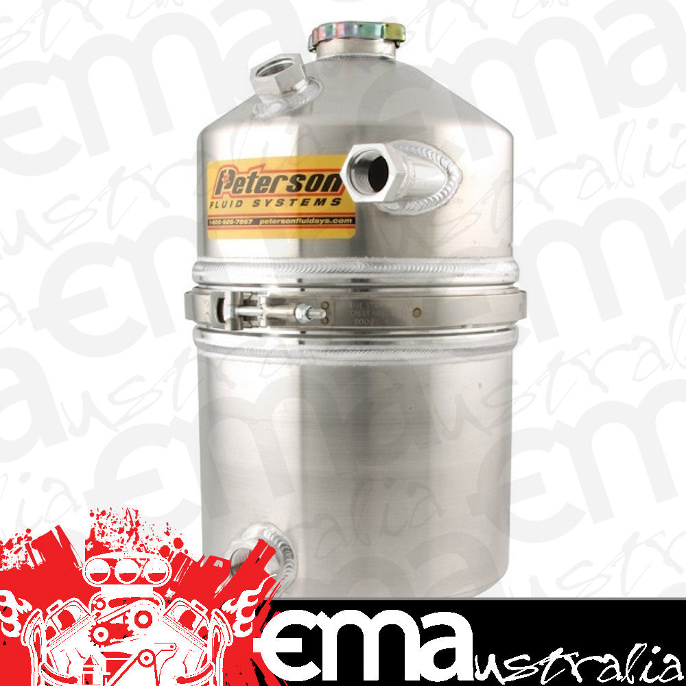 Peterson PFS08-0012 Dry Sump Oil Tank 4 Gal 15.0 L Dual Scavenge Inlet 19" H X 9" O.D