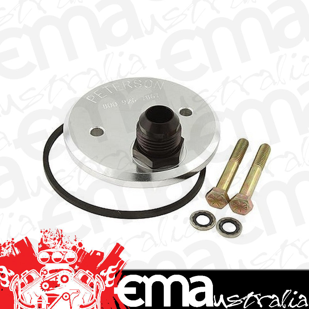 Peterson PFS09-0003 Oil Filter Block Off Plate Suit Bow-Tie SB Chev -10 AN Male Fitting With Mounting Bolts