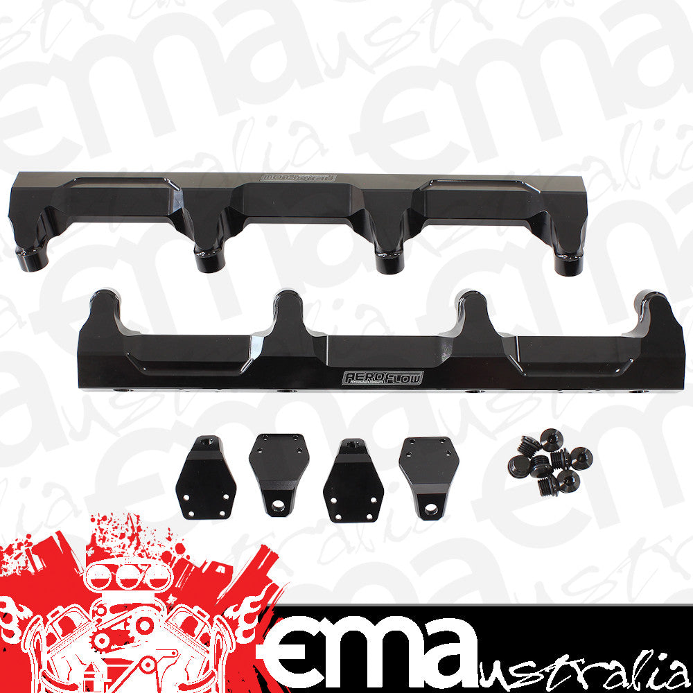 Aeroflow AF64-2124BLK GM LSA Supercharged Fuel Rail -8ORB Inlets / Outlets Billet