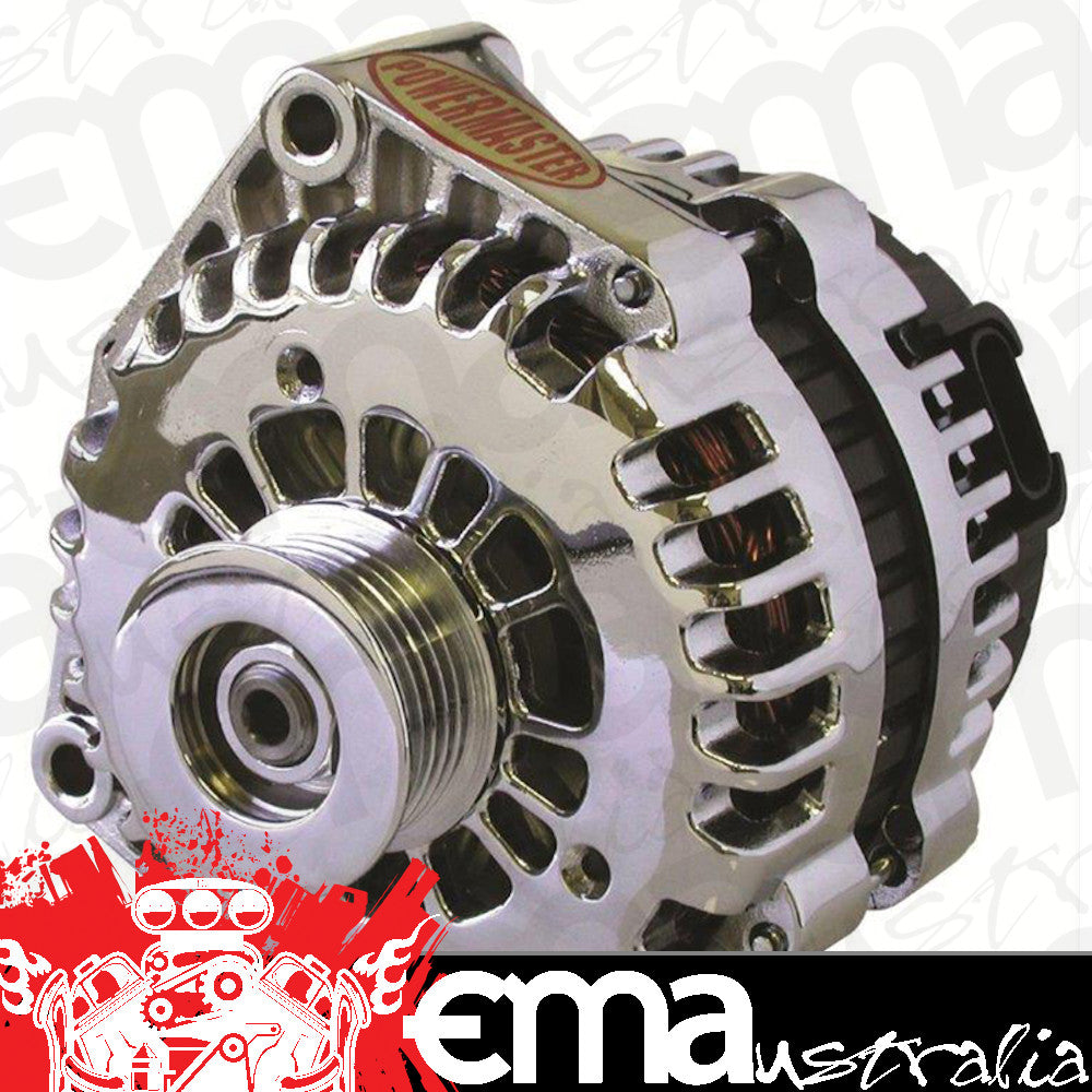 Powermaster PM68237 Polished Gm Style Ad Alternator 215 Amps 4 Pin Vr w/ 6-GroOve Serpentine Pulley