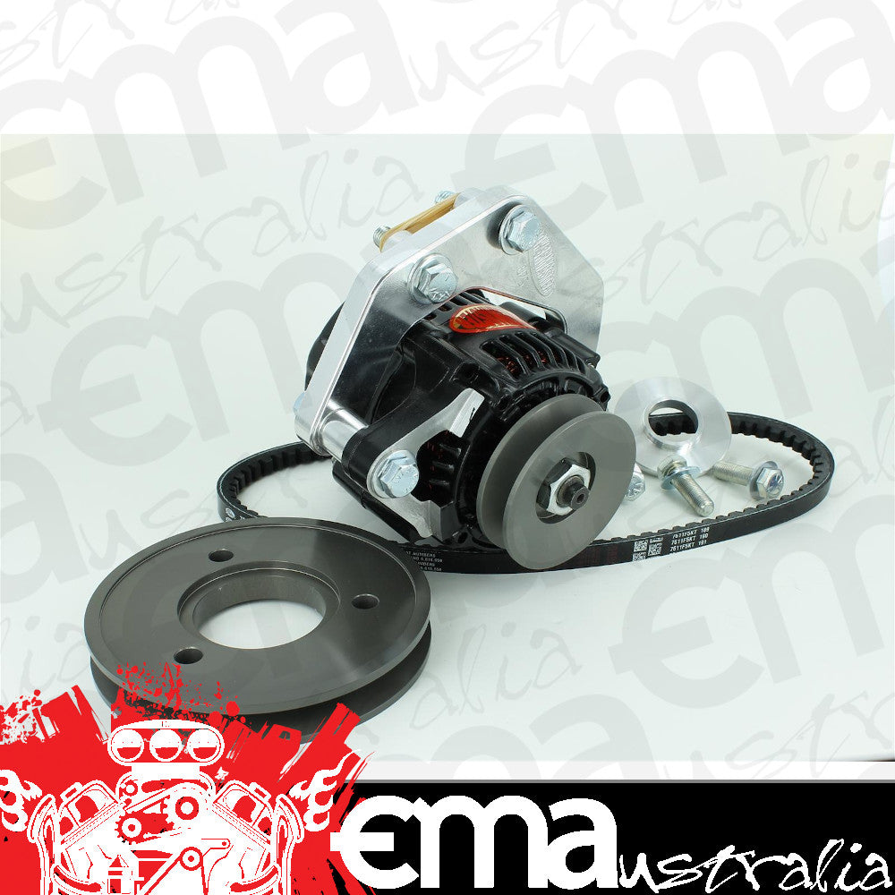 Chev Small Block Gen 1 262-400 C.I.D. Advertised Amperage Outpu 50 amps Drag Race Amp Black Alternator Kit suit SB Powermaster PM8-875