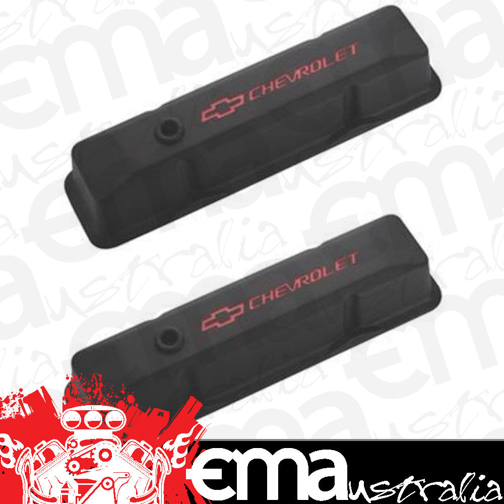 Proform Parts | PR141-116 | Tall Alloy Valve Covers Black w/ Logo suit Chev SB V8