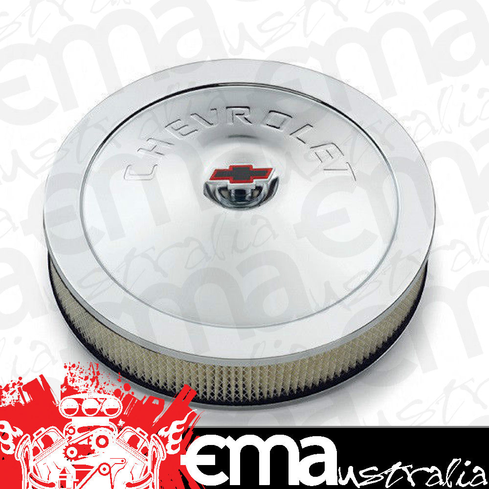 Proform PR141-302 14" Classic Chrome Air Filter Assembly w/ Chev Logo