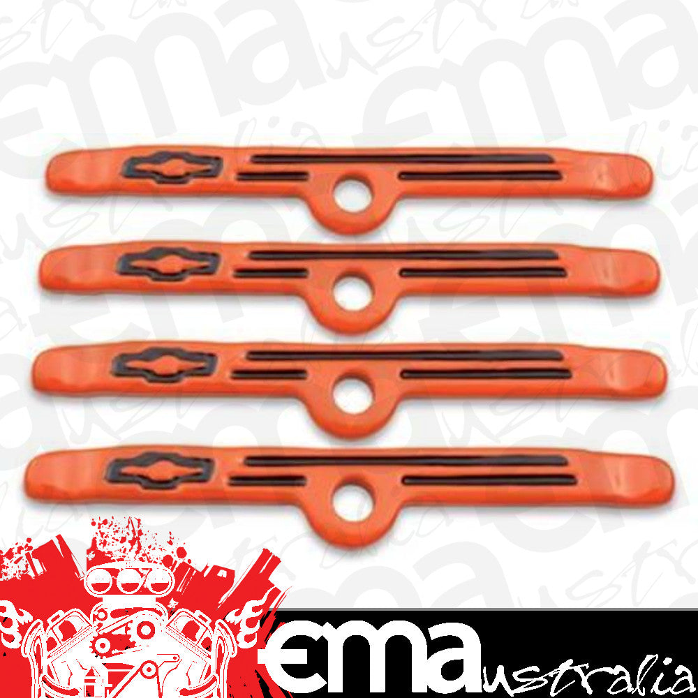 Proform PR141-782 Chevrolet Bowtie Emblem V/C Hold-Down Clamps Orange Chevrolet S/B V8 & V6/90 Thru 1986