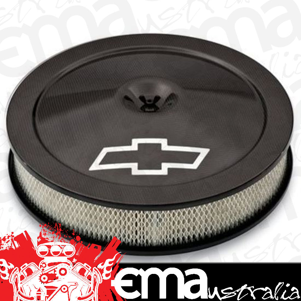 Proform PR141-790 Chevrolet Bowtie Emblem 14' Classic Air Cleaner Kit Black Genuine Carbon Fiber Tall Air Filter And Base Included