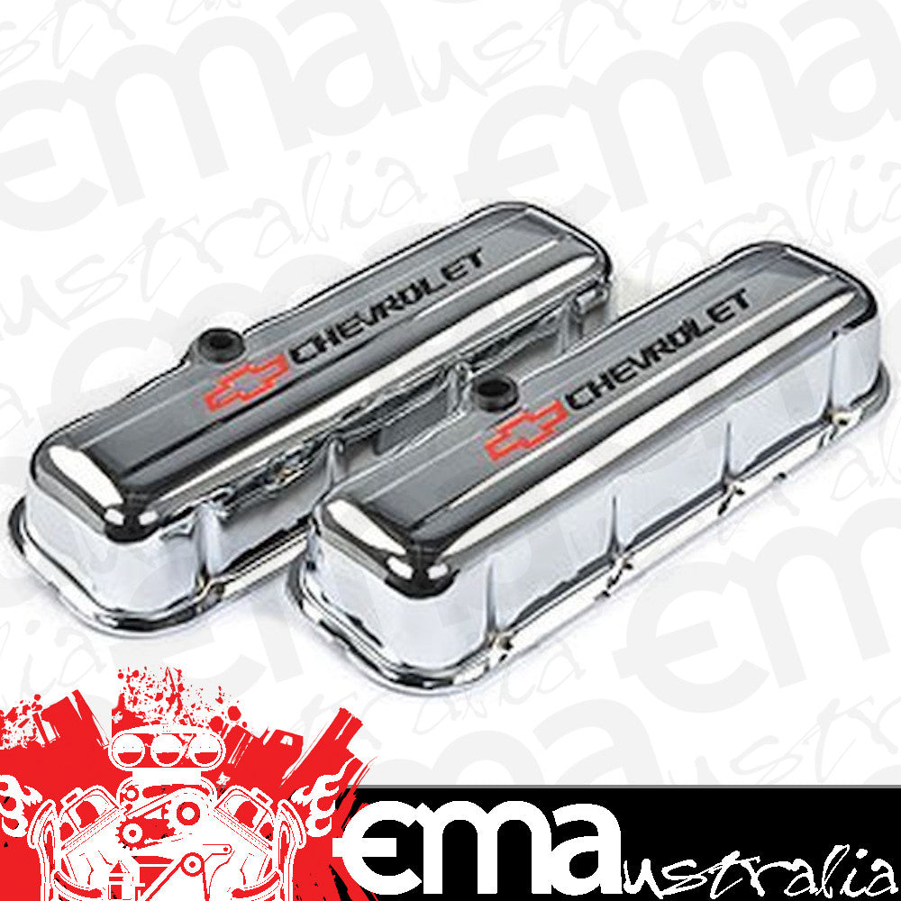 Proform Parts | PR141-813 | Tall Chrome Valve Covers w/ Logo Chev BB 396-454 V8