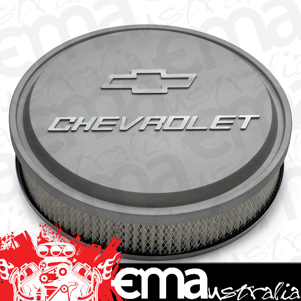 Proform PR141-832 Chevrolet Grey Slant Edge Air Cleaner Assembly 14" x 3" suit 5-1/8" Neck Carburettors