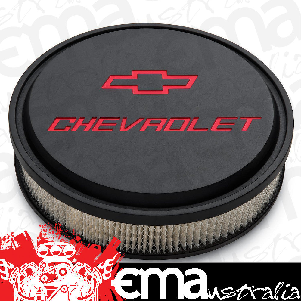 Proform PR141-834 Slant Edge 14" Black Air Cleaner w/ Red Chevrolet Logo
