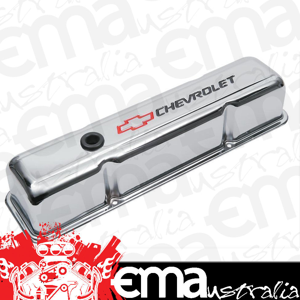 Proform PR141-905 Chrome Steel Tall Valve Covers w/ Baffle suit Chev SB V8