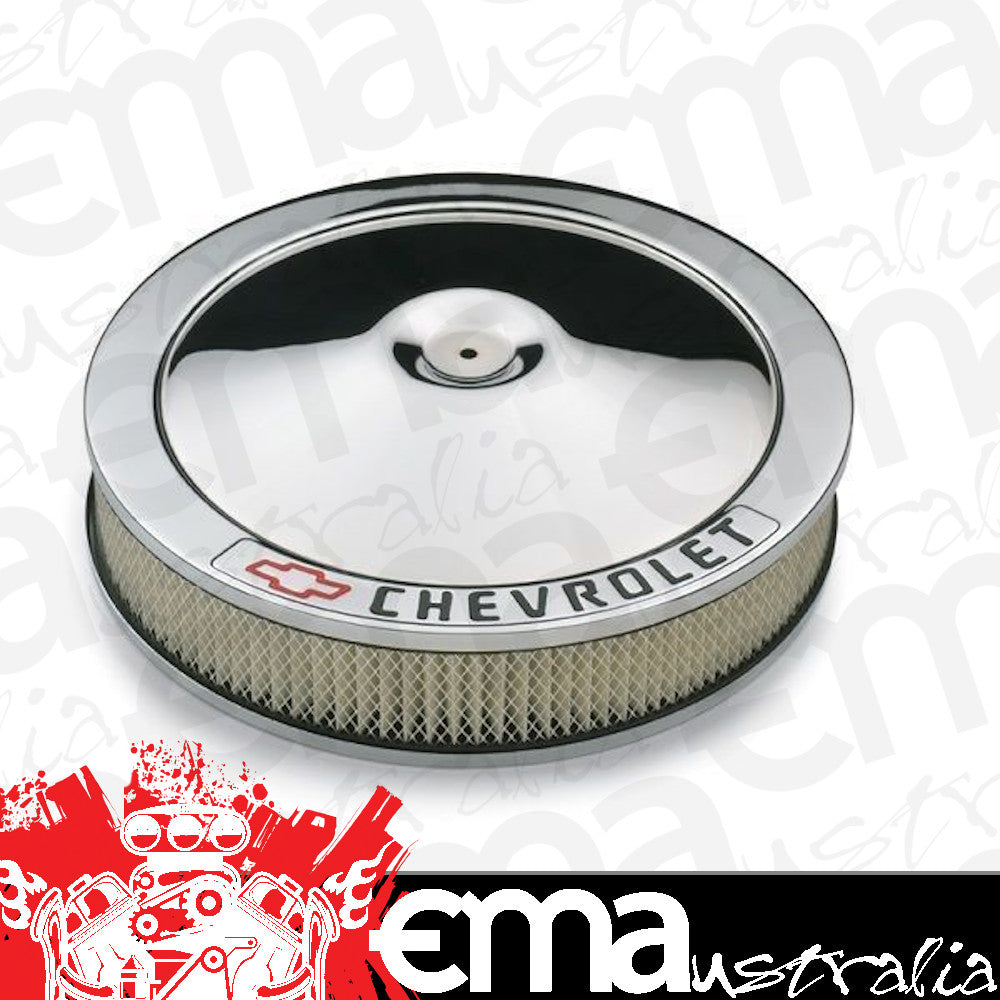 Proform PR141-906 Classic 14" Chrome Air Cleaner Chrome w/ Chevrolet Logo