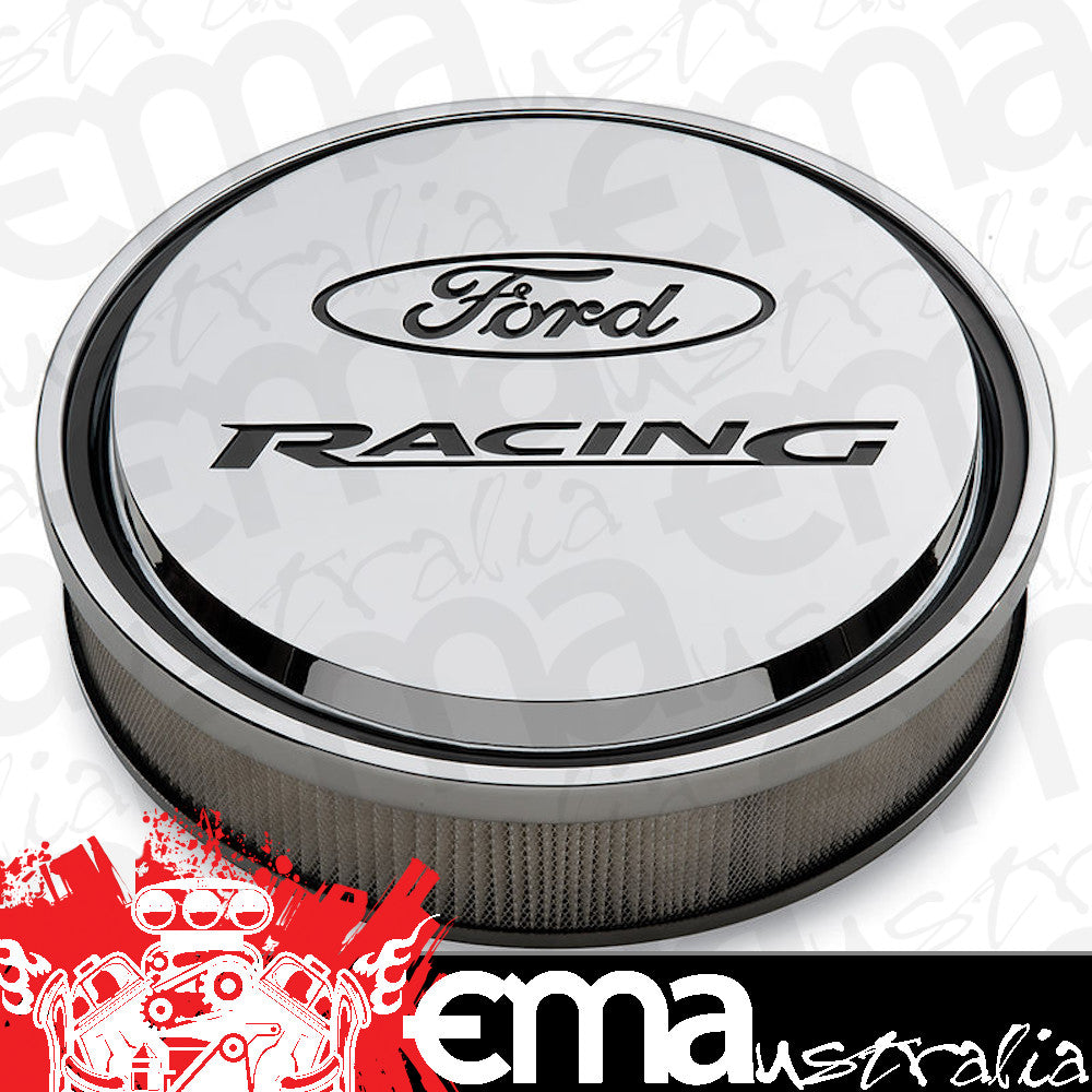 Proform PR302-384 Slant Edge 13" x 3" Air Cleaner Chrome w/ Ford Racing Logo