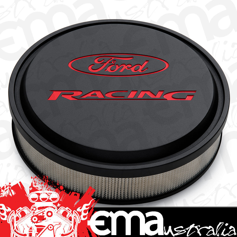 Proform PR302-385 Ford Racing Black Slant Edge Air Cleaner Assembly 14" x 3" suit 5-1/8" Neck Carburettors