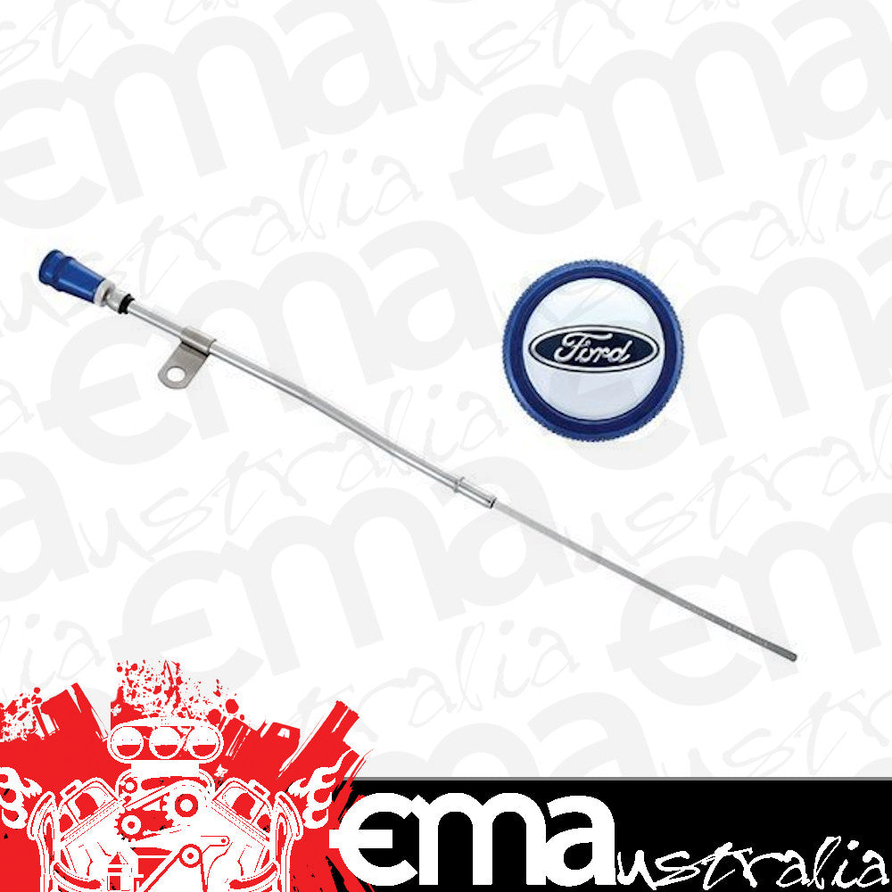 Proform PR302-400 Ford Racing Eng Dipstick Chrome w/Blue Handle Ford 289-351W